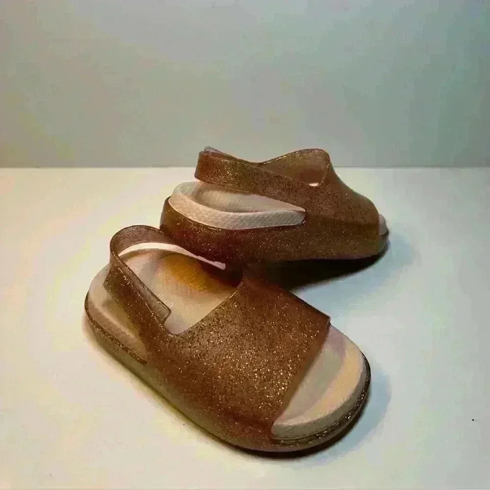 NWOT Mini Melissa Silver Glitter Sandals size baby 7